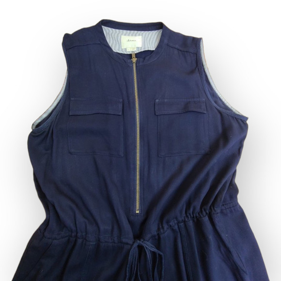 ANTHROPOLOGIE Elevenses Modern Straight Leg Jumpsuit  Navy Sz XXS - Picture 7 of 12